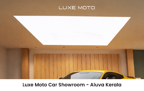 Luxe Moto Car Showroom Aluva Kerala stretch ceiling