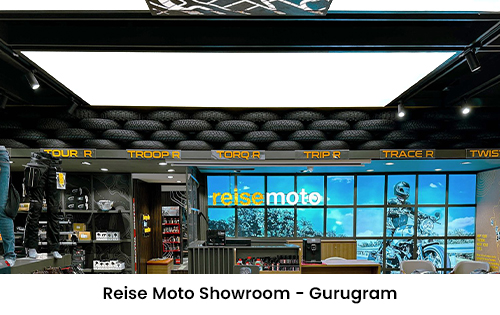 Reise Moto Showroom Gurugram stretch ceiling